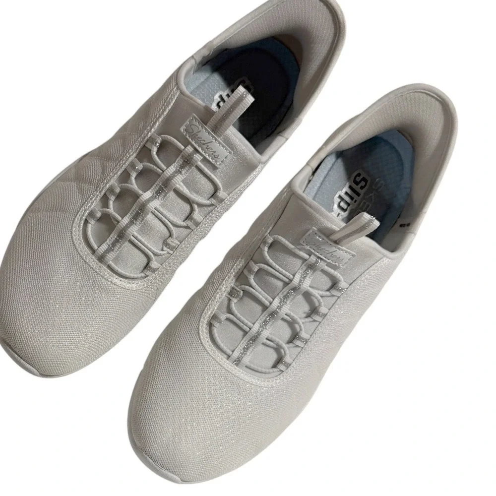 Skechers Hands Free Slip-ins Ultra Flex 3.0 Smooth Step White Sparkle 100743 WHT
